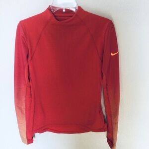 Nike Pro Hyperwarm Activewear Causual Orange Long Sleeve Top Size Medium